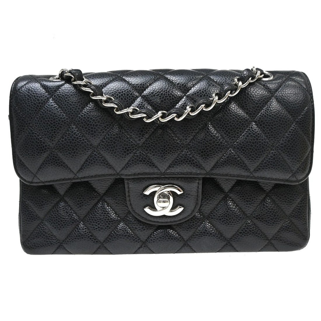 CHANEL Classic Double Flap Small Shoulder Bag Black Caviar Leather: CHANEL Classic Double Flap Small Shoulder Bag Black Caviar Leather Chanel Small Classic Double Flap shoulder bag in black caviar skin leather with matelasse quilting, a flap turnlock closure, and chai