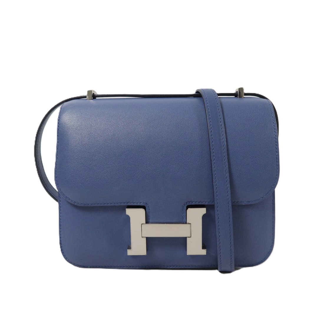 Hermes Constance Mini Shoulder Bag Bleu Agate Veau Swift PHW: Hermes Constance Mini Shoulder Bag Bleu Agate Veau Swift PHW Hermes Constance Mini shoulder bag in Veau Swift leather with palladium-tone hardware. This women's bag is finished in Bleu Agate and navy 