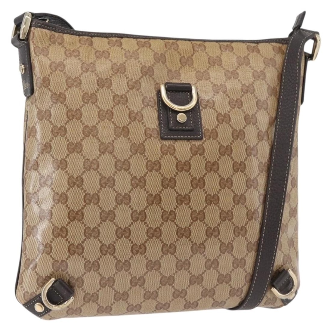 Gucci 268642 GG Crystal coated canvas shoulder bag beige gold: Gucci 268642 GG Crystal coated canvas shoulder bag beige gold Gucci GG Crystal shoulder bag in beige and gold coated canvas. This women's shoulder bag was made in Italy and includes only the bag shown