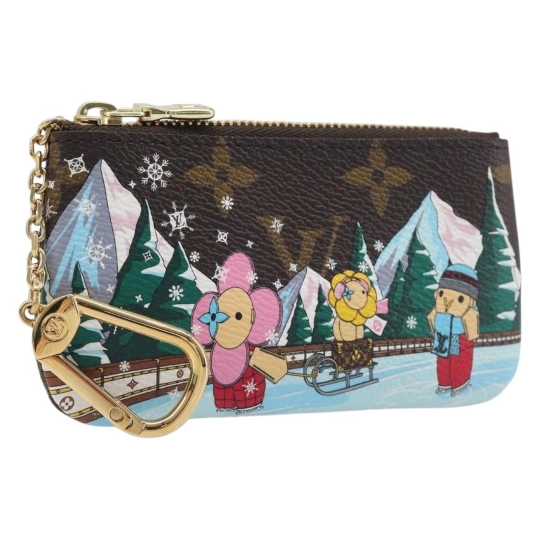 Louis Vuitton M82620 Vivienne Ice Skating Monogram Canvas Coin Purse: Louis Vuitton M82620 Vivienne Ice Skating Monogram Canvas Coin Purse Louis Vuitton Monogram Vivienne Ice Skating Pochette Cles coin purse crafted in Monogram canvas. This compact women's accessory inc