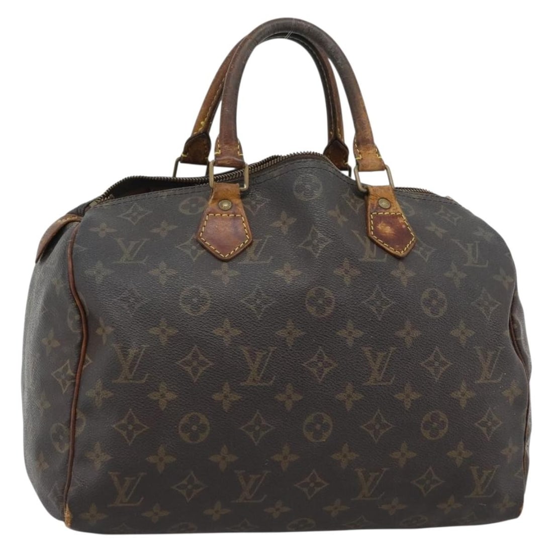 Louis Vuitton M41526 Speedy 30 Monogram Canvas handbag: Louis Vuitton M41526 Speedy 30 Monogram Canvas handbag Louis Vuitton Speedy 30 handbag in Monogram canvas, made in France. This heavily used bag shows significant wear throughout, including loss of sh