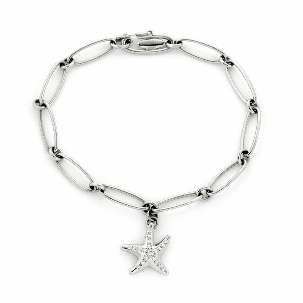 Tiffany & Co. Elsa Peretti Diamond Starfish Platinum Bracelet: Tiffany & Co. Elsa Peretti Diamond Starfish Platinum Bracelet This exquisite bracelet from Tiffany & Co., designed by Elsa Peretti, features a stunning starfish charm from her celebrated Starfish coll