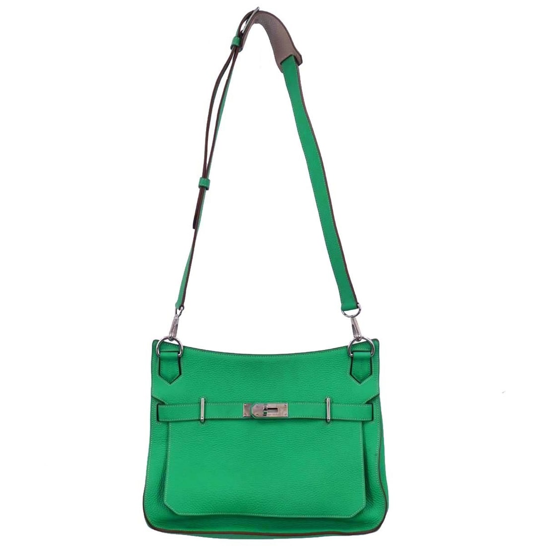 Hermes Jypsiere 34 Verso Taurillon Clemence Shoulder Bag Mint Tourterelle: Hermes Jypsiere 34 Verso Taurillon Clemence Shoulder Bag Mint Tourterelle Hermes Jypsiere 34 Verso shoulder bag in Taurillon Clemence leather with a flap turn-lock closure and adjustable, detachable c