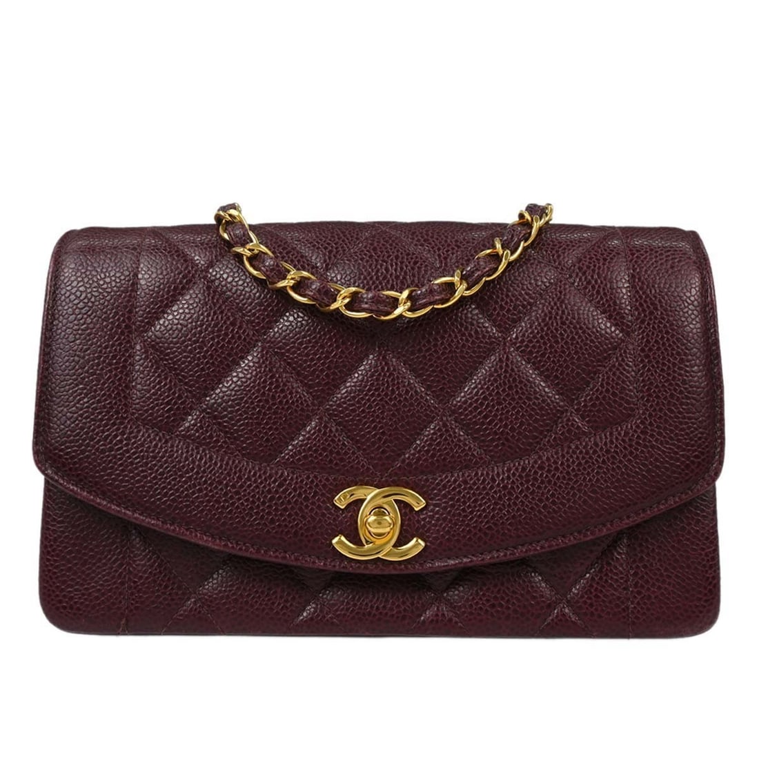 CHANEL Diana Small Shoulder Bag Bordeaux Calfskin Chain Strap (1 of 18)