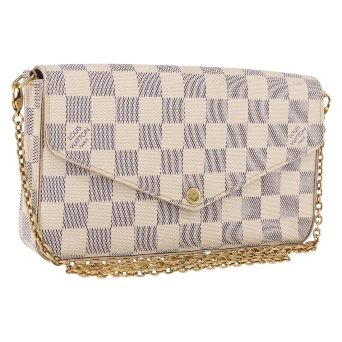 Louis Vuitton Felicie Chain Wallet N63106 Damier Azur Canvas: Louis Vuitton Felicie Chain Wallet N63106 Damier Azur Canvas Louis Vuitton Pochette Felicie chain wallet in Damier Azur canvas. This women's wallet is made in France and includes a pouch accessory. It