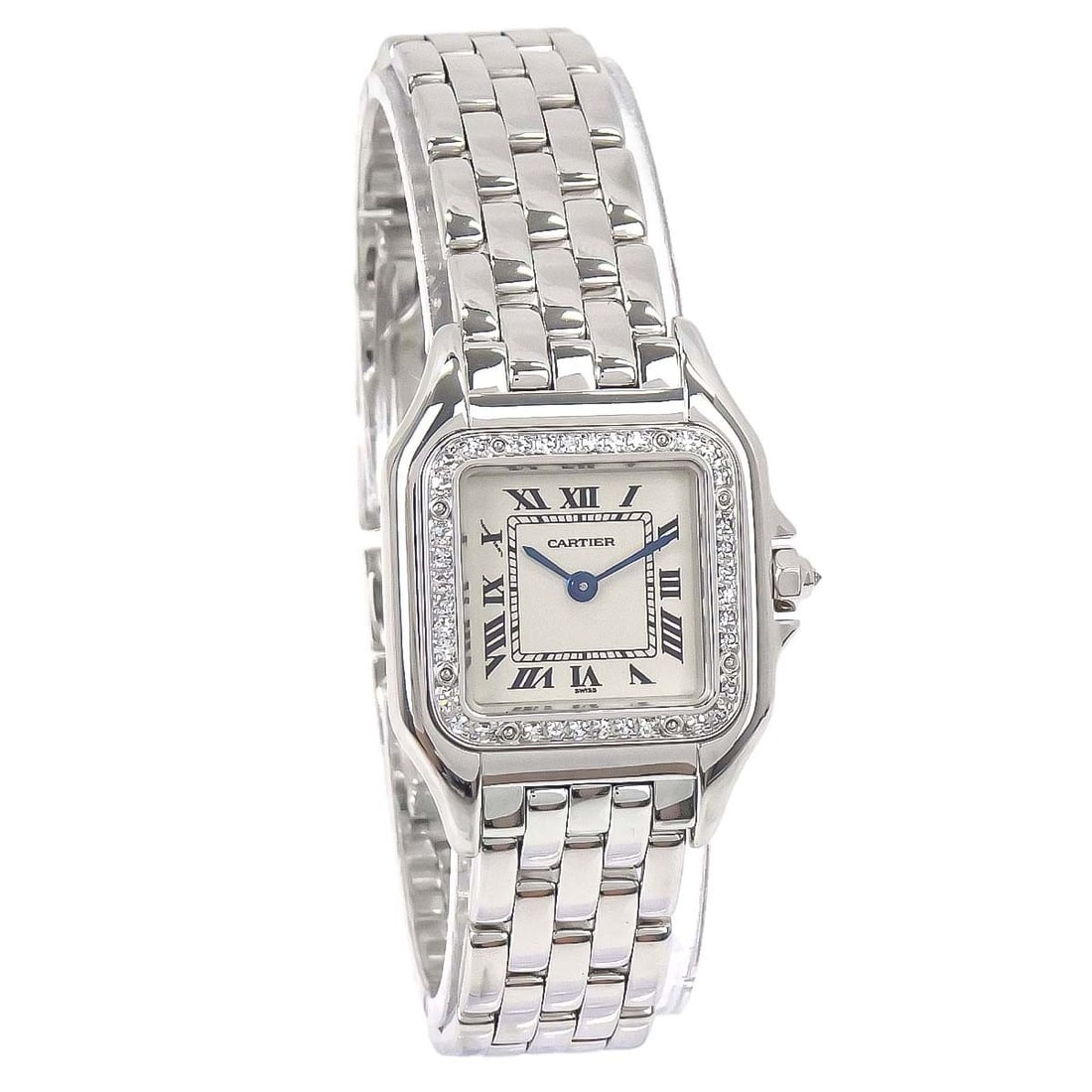 Cartier Panthere Ref 1660 22mm White Gold Diamond Quartz Watch: Cartier Panthere Ref 1660 22mm White Gold Diamond Quartz Watch Elegant and compact, this Cartier Panthere SM wristwatch pairs a classic luxury look with a quartz movement and analog display. Crafted i