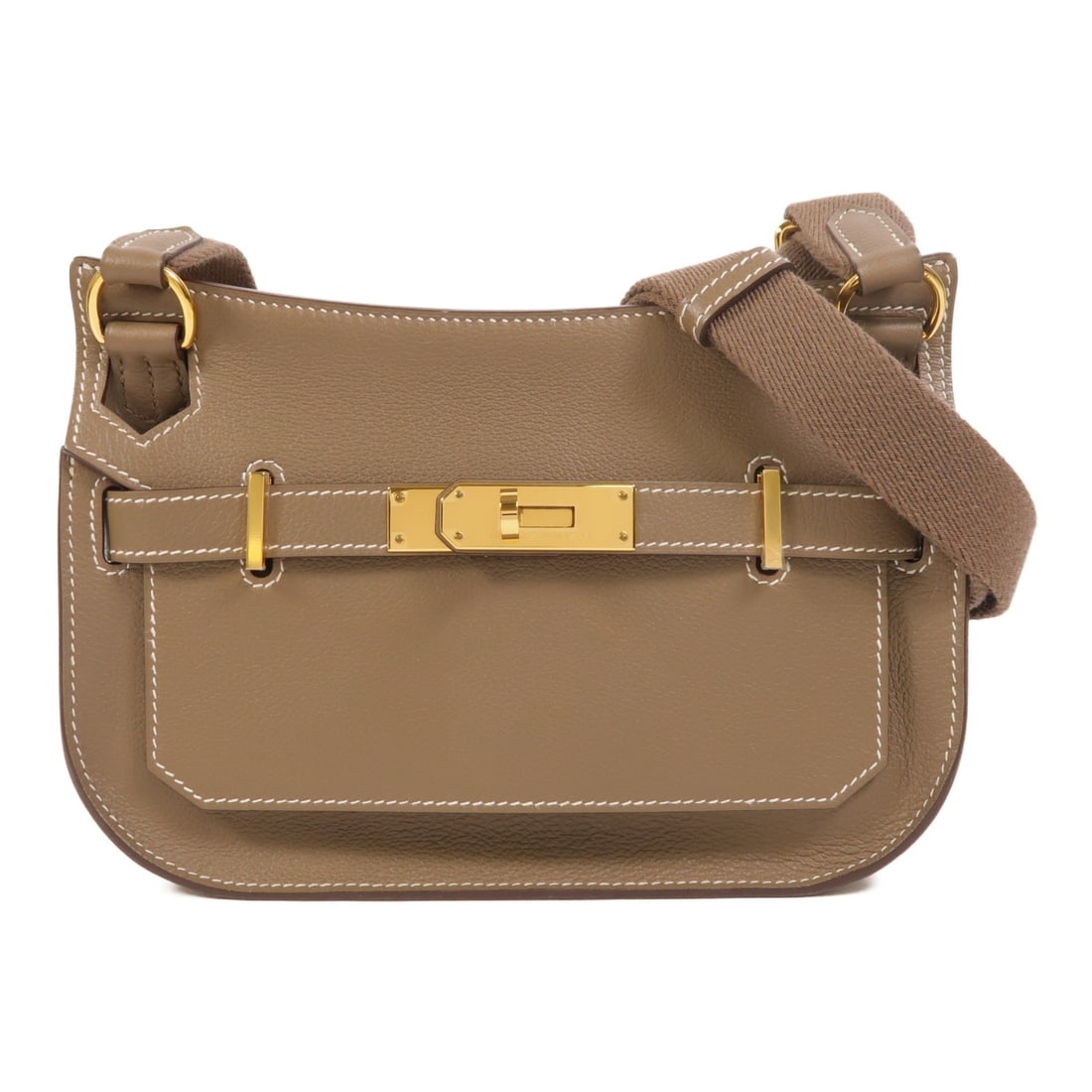 HERMES Mini Jypsiere Evercolor Leather Shoulder Bag Etoupe GHW: HERMES Mini Jypsiere Evercolor Leather Shoulder Bag Etoupe GHW Hermes Mini Jypsiere shoulder bag in Etoupe Evercolor leather with gray-toned hardware. Made in France, this women's shoulder bag feature