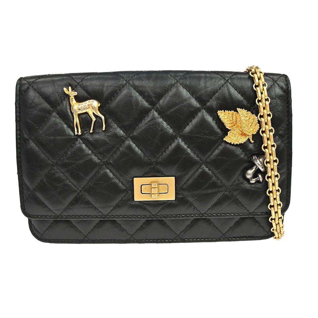 CHANEL Mademoiselle Lock WOC Lambskin Chain Wallet Black: CHANEL Mademoiselle Lock WOC Lambskin Chain Wallet Black Chanel Wallet on Chain bag in black lambskin leather with the Mademoiselle lock design. This women's wallet features a folding format with an e