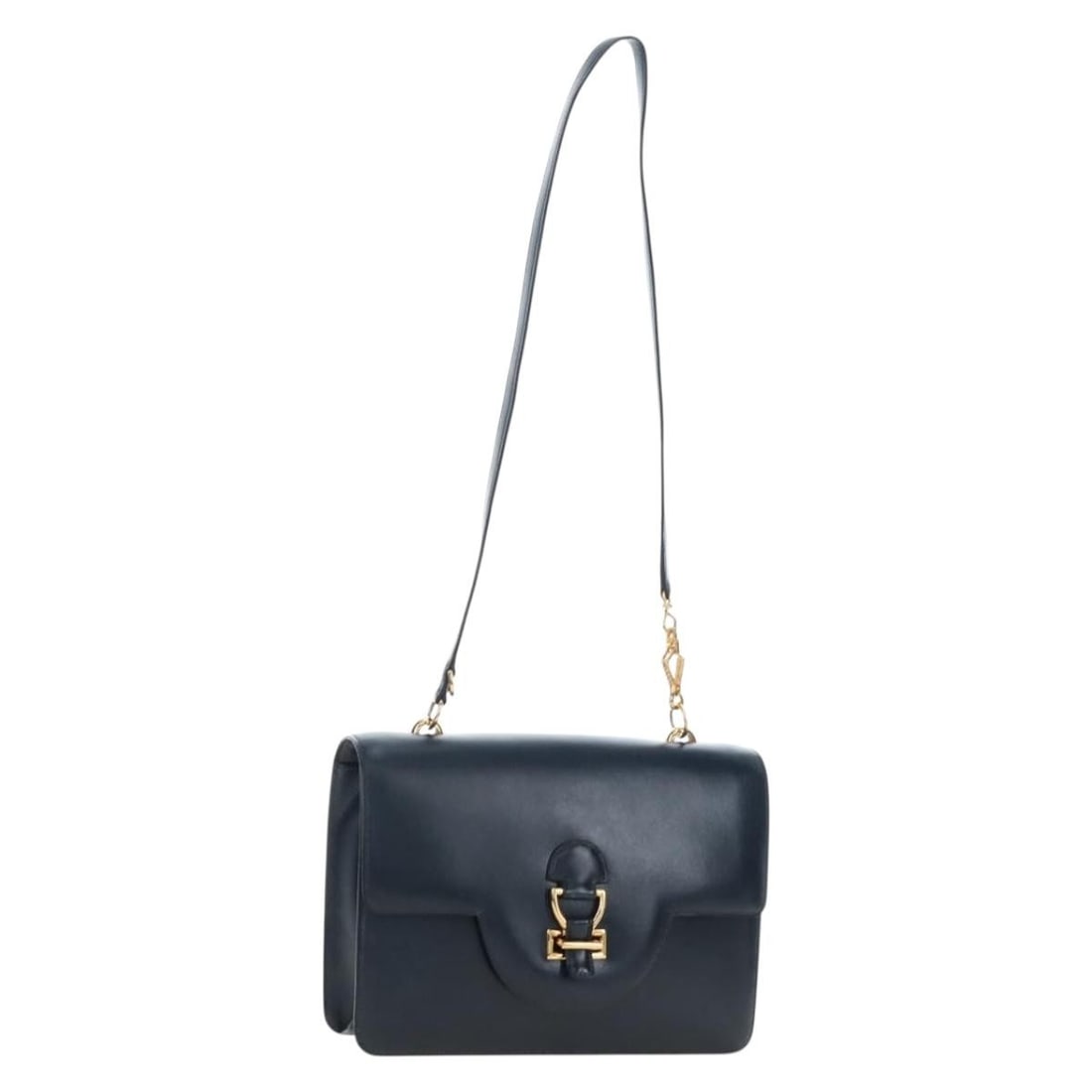 HERMES Sandrine leather shoulder bag navy and gold: HERMES Sandrine leather shoulder bag navy and gold Hermes Sandrine shoulder bag in navy and gold leather, made in France. This women's bag has a structured shoulder silhouette and includes only the it
