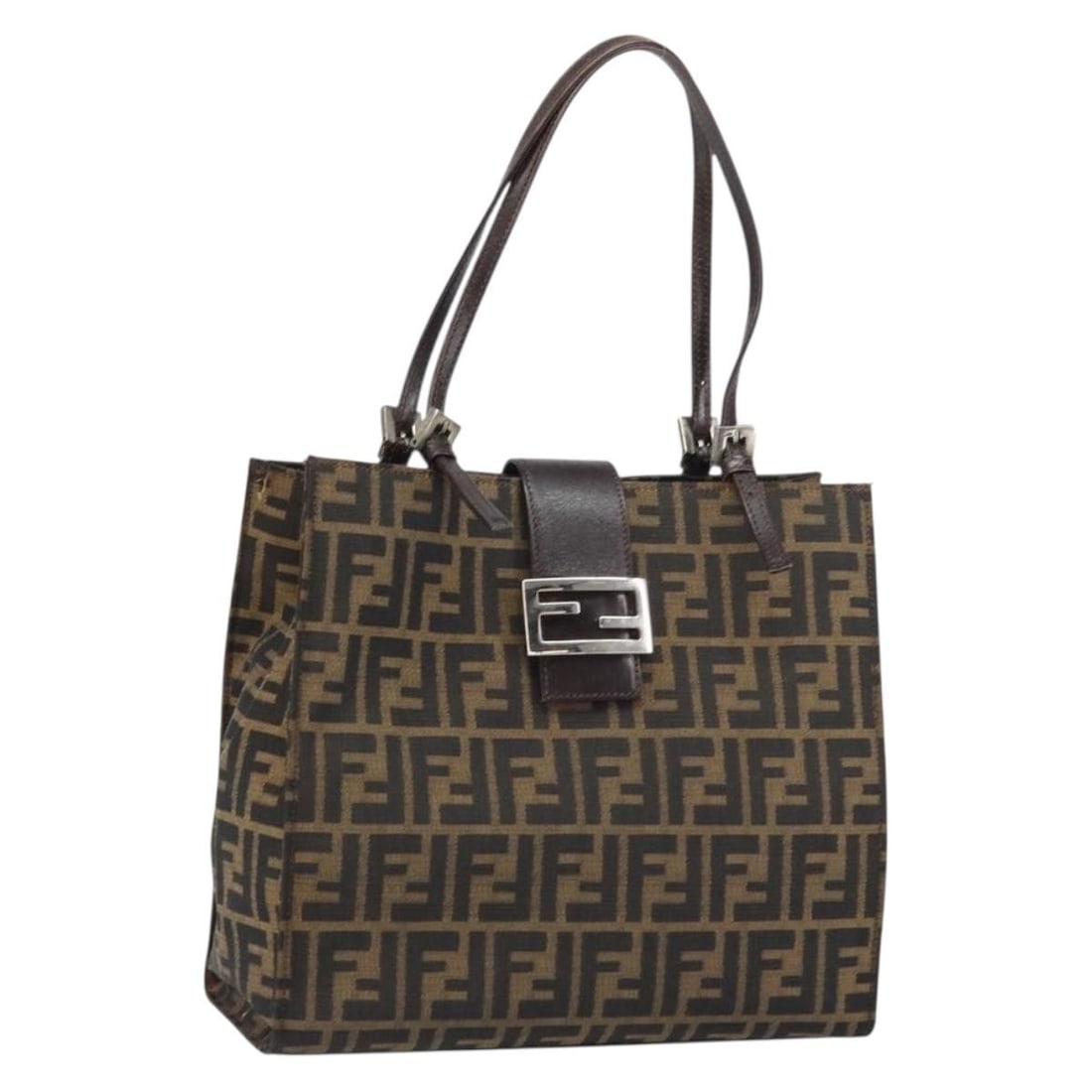 FENDI Mamma Baguette Tote Bag Zucca Canvas Brown Black: FENDI Mamma Baguette Tote Bag Zucca Canvas Brown Black Fendi Mamma Baguette tote bag in brown and black Zucca canvas, made in Italy. This women's bag includes the item shown only; item box and dust ba