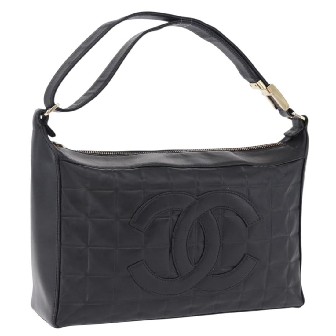 CHANEL Choco Bar Lamb Skin Shoulder Bag Black and Gold: CHANEL Choco Bar Lamb Skin Shoulder Bag Black and Gold Chanel Choco Bar shoulder bag in black lamb skin with gold-tone CC detailing. Made in Italy, this women's shoulder bag includes only the item sho