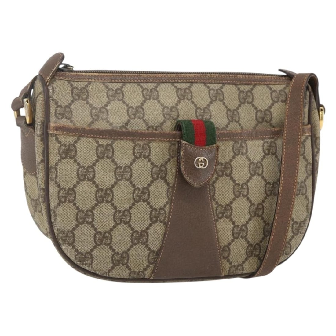 Gucci Sherry Line GG Supreme PVC Leather Shoulder Bag Beige Gold: Gucci Sherry Line GG Supreme PVC Leather Shoulder Bag Beige Gold Gucci GG Supreme Web Sherry Line shoulder bag in beige and gold PVC leather with GG canvas. Made in Italy, this women's bag includes th