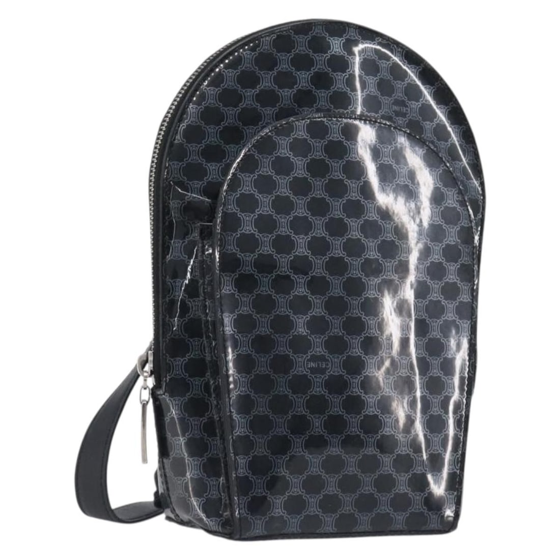 CELINE Macadam Vinyl Backpack Black Silver Made in Italy: CELINE Macadam Vinyl Backpack Black Silver Made in Italy Authentic CELINE Macadam Canvas backpack in black and silver. This women's backpack is made in Italy with vinyl and Macadam canvas construction