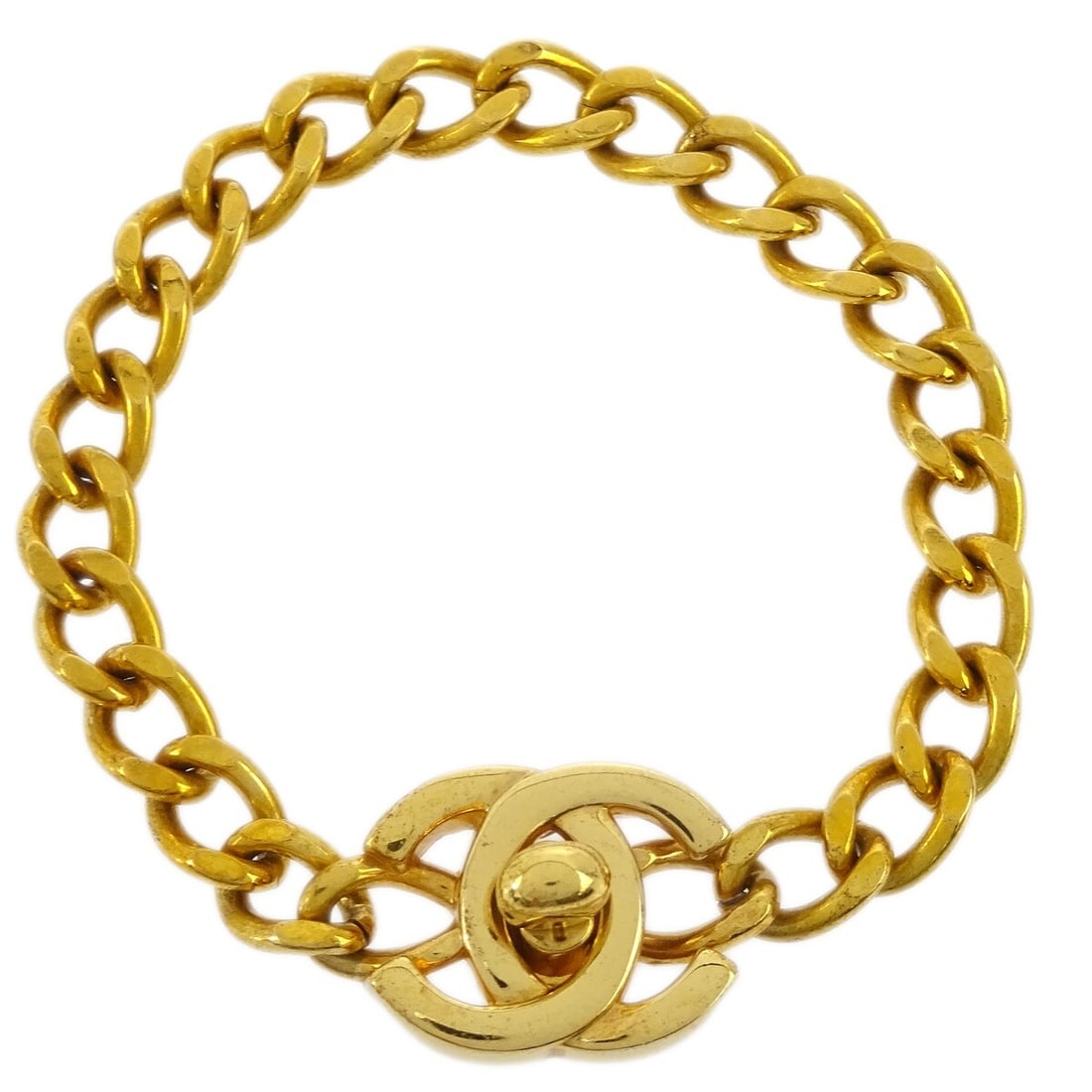 Chanel 97P Gold Plated Turnlock Bracelet with Box (1 of 4)