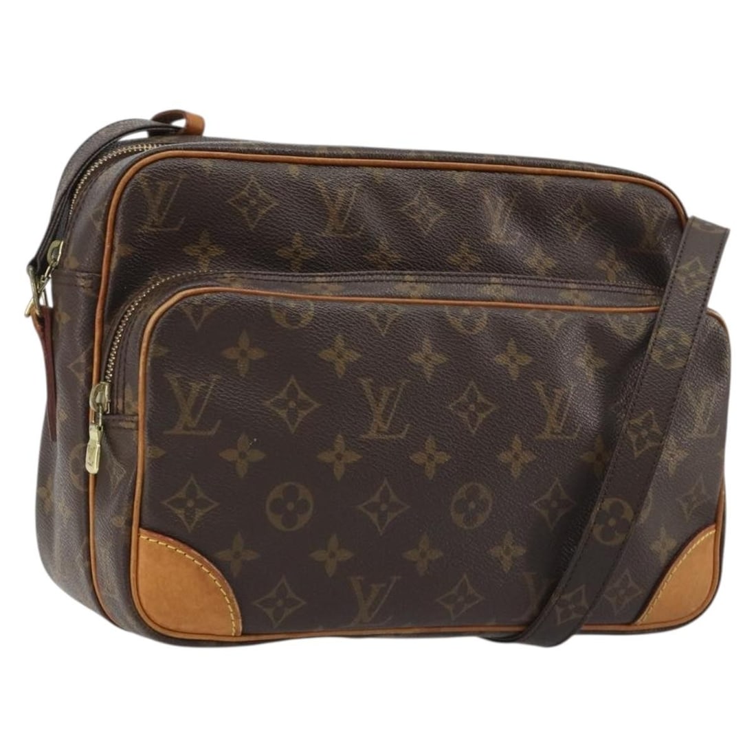 Louis Vuitton M45244 Nile Monogram Canvas Shoulder Bag: Louis Vuitton M45244 Nile Monogram Canvas Shoulder Bag Louis Vuitton Nile shoulder bag in Monogram canvas, made in France. This women's bag features an adjustable shoulder strap and the classic Nile s