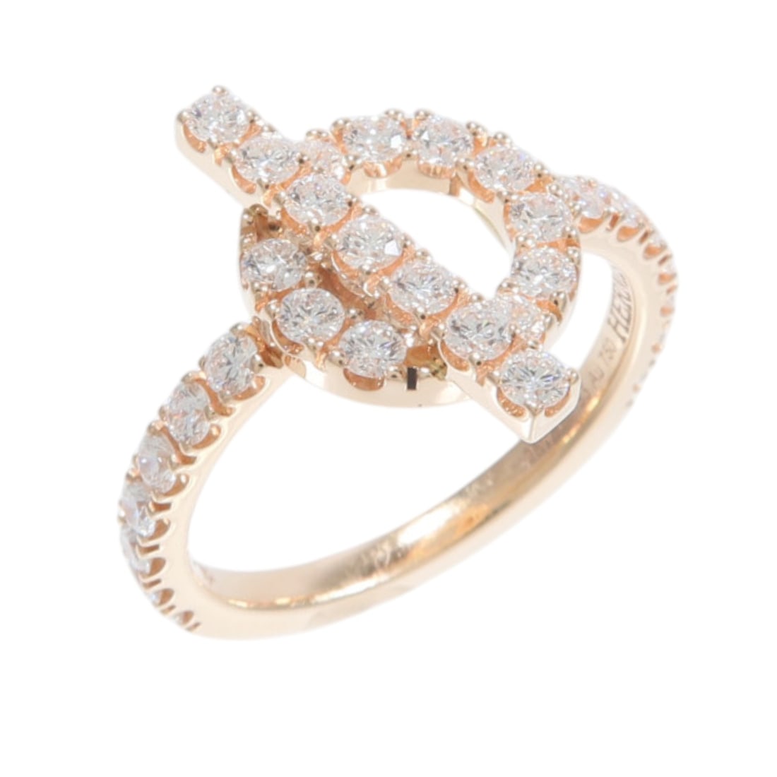 HERMES Finesse diamond ring in 18K rose gold size 6.25: HERMES Finesse diamond ring in 18K rose gold size 6.25 Hermes Finesse ring crafted in 18K rose gold with diamond accents. This women's ring is made in France and includes the storage box and case. Con