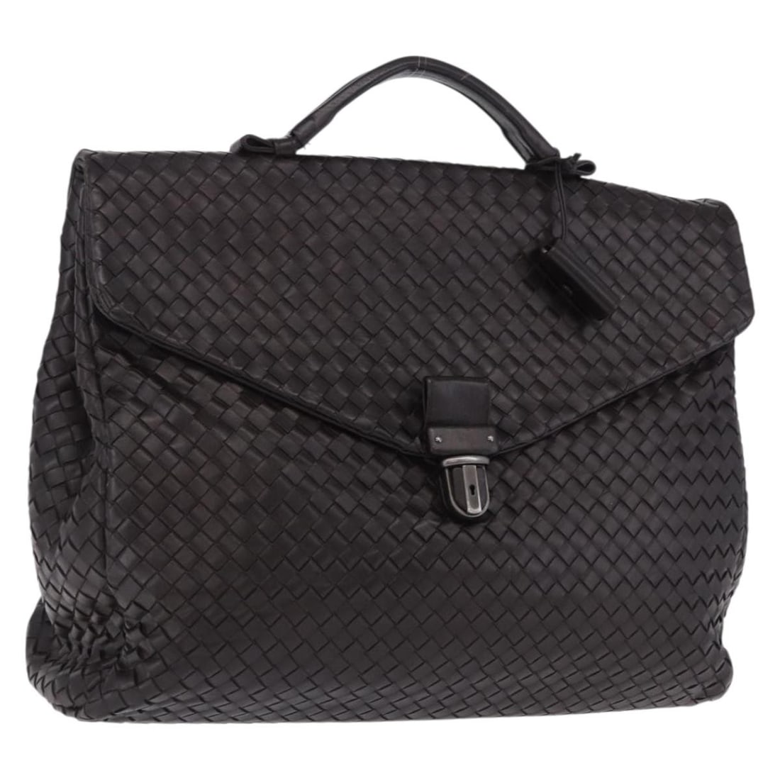 Bottega Veneta 122139 Intrecciato Leather Briefcase Black Silver: Bottega Veneta 122139 Intrecciato Leather Briefcase Black Silver Bottega Veneta Intrecciato business bag in black leather with silver-tone accents. Made in Italy, this women's bag includes one key and