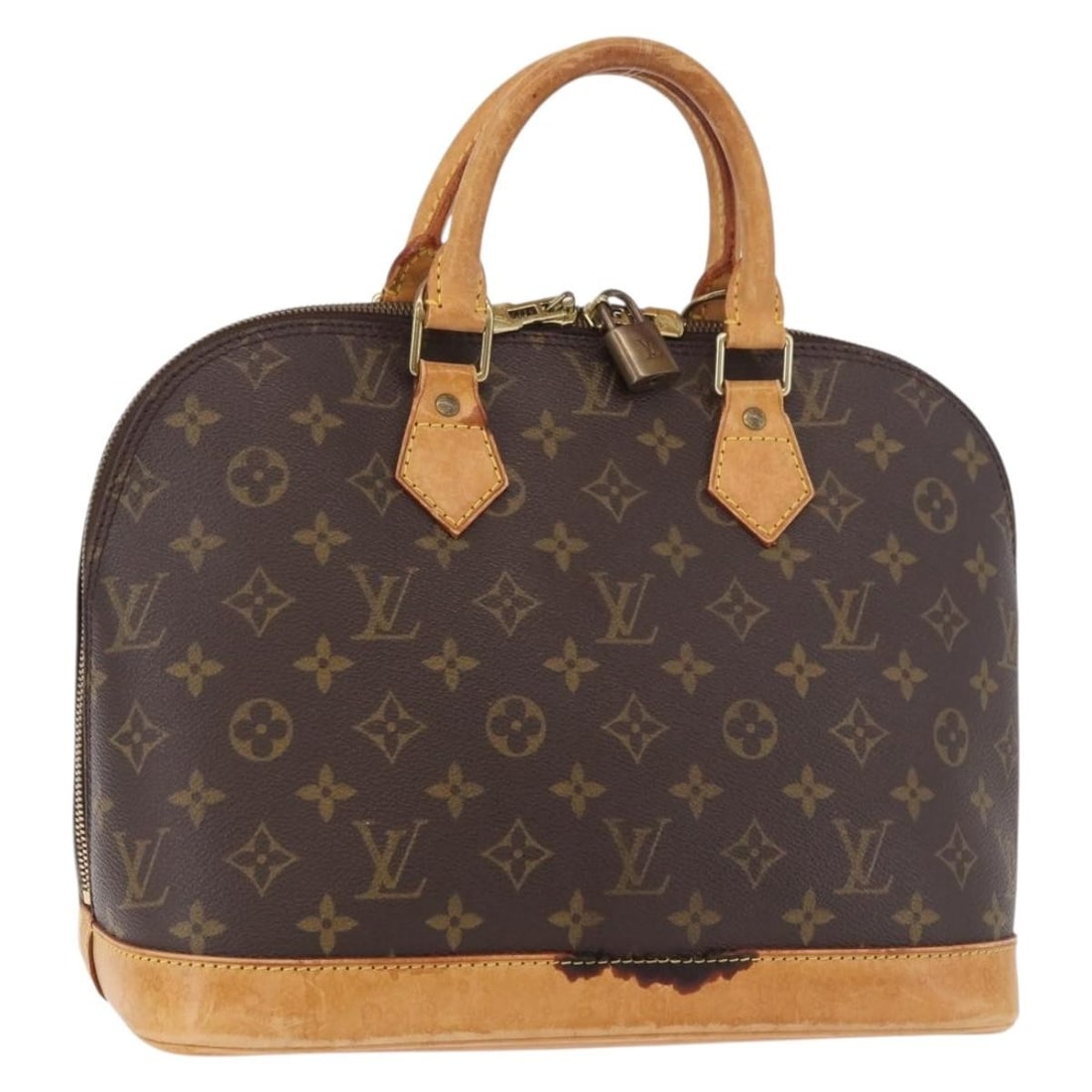 Louis Vuitton M51130 Alma Monogram Canvas Handbag with Padlock: Louis Vuitton M51130 Alma Monogram Canvas Handbag with Padlock Louis Vuitton Alma handbag in Monogram canvas with a structured silhouette and padlock accessory. Made in France, this women's handbag sh
