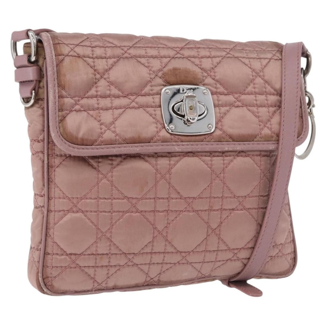 Christian Dior Lady Dior Cannage Nylon Shoulder Bag Pink Silver: Christian Dior Lady Dior Cannage Nylon Shoulder Bag Pink Silver Authentic Christian Dior Lady Dior Canage shoulder bag in pink and silver nylon, made in Italy. Includes the guarantee card. This women'