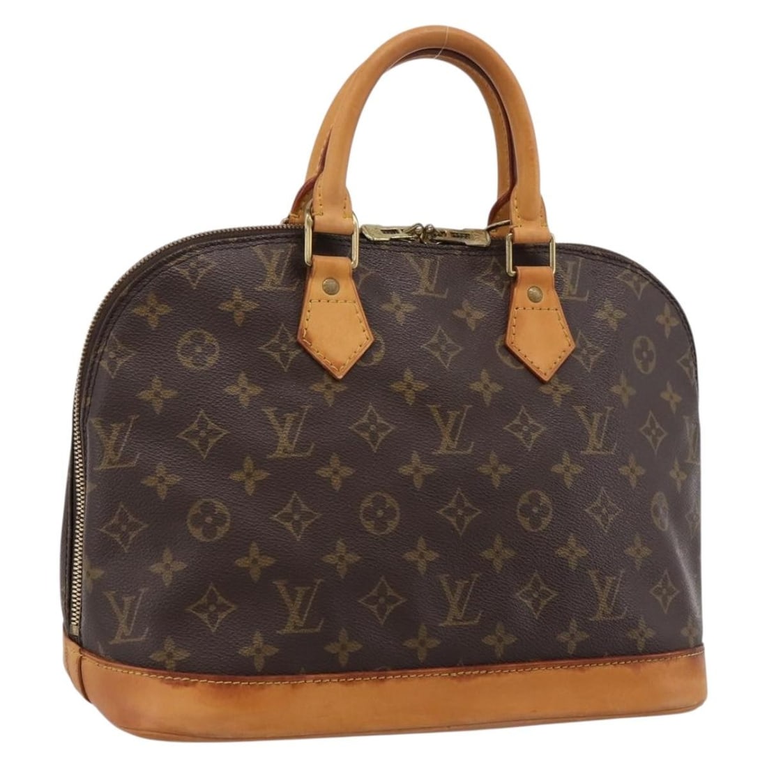Louis Vuitton M51130 Alma Hand Bag Monogram Canvas France: Louis Vuitton M51130 Alma Hand Bag Monogram Canvas France Louis Vuitton Alma handbag in Monogram canvas, made in France. This women's bag is a heavily used piece with visible wear throughout, includin