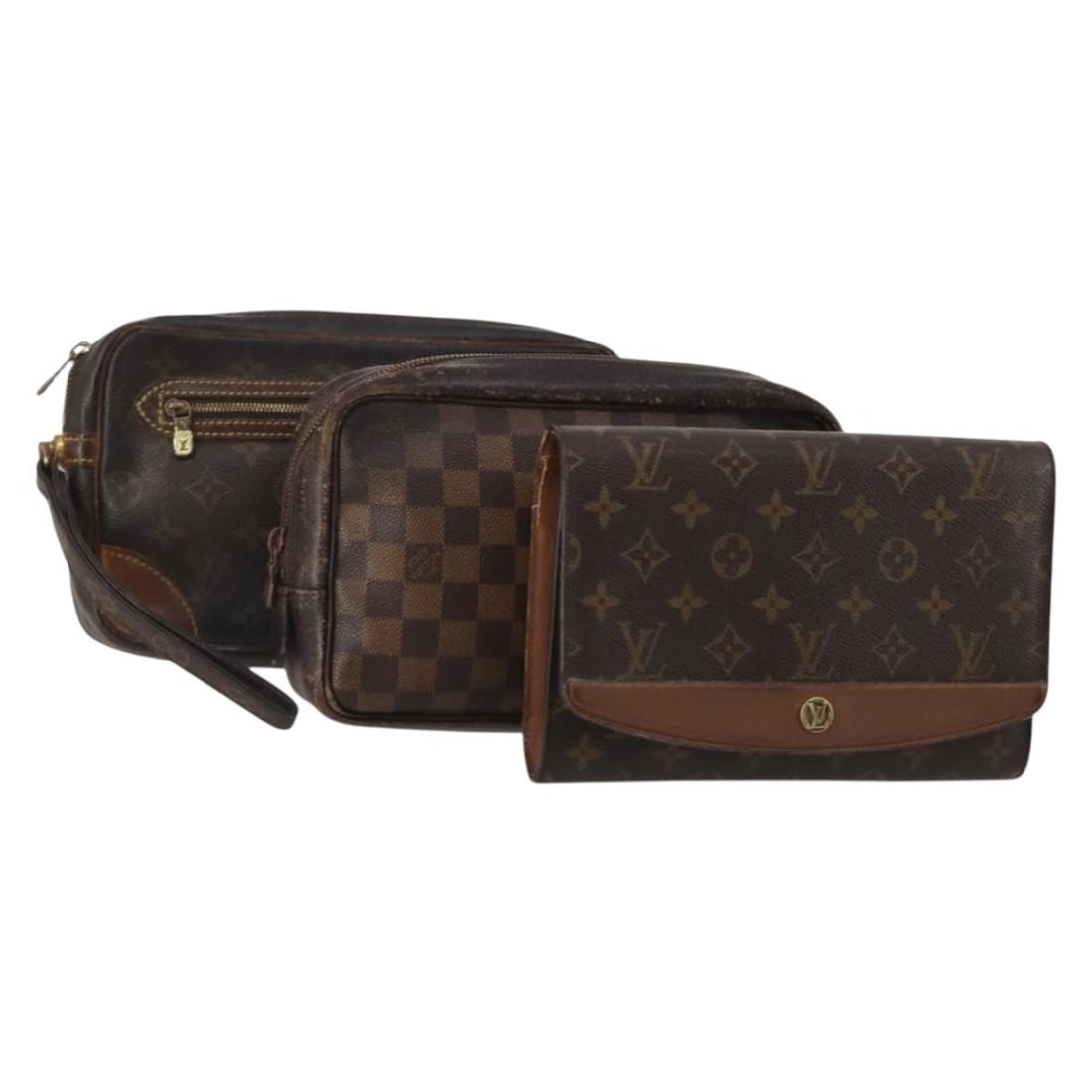 Set of 3 Louis Vuitton Monogram Canvas Women's Clutch Bags: Set of 3 Louis Vuitton Monogram Canvas Women's Clutch Bags Set of three Louis Vuitton clutch bags in Monogram canvas, made in France. This bundle includes only the items shown in the photo; item box a