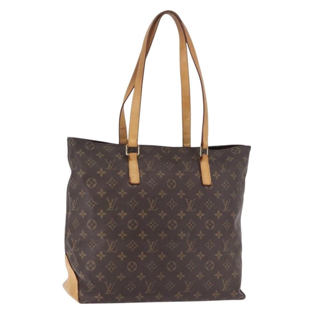Louis Vuitton M51151 Cabas Mezzo Monogram Canvas Tote: Louis Vuitton M51151 Cabas Mezzo Monogram Canvas Tote Louis Vuitton Cabas Mezzo tote bag in Monogram canvas, made in France. This women's tote shows heavy use with visible wear throughout, including a