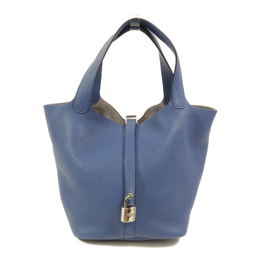 Hermes Picotin MM Taurillon Clemence Blue Agate Handbag PHW: Hermes Picotin MM Taurillon Clemence Blue Agate Handbag PHW Hermes Picotin MM handbag in Bleu Agate Taurillon Clemence leather with palladium-tone hardware. Made in France, this women's handbag includ