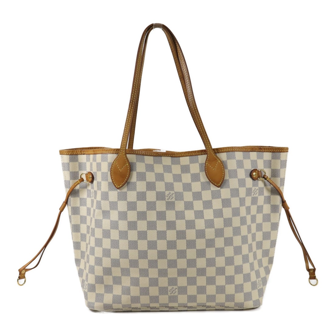 Louis Vuitton Neverfull MM N51107 Damier Azur tote in white: Louis Vuitton Neverfull MM N51107 Damier Azur tote in white Louis Vuitton Neverfull MM tote bag in Damier Azur PVC coated canvas with a white exterior. This women's tote features an open interior with