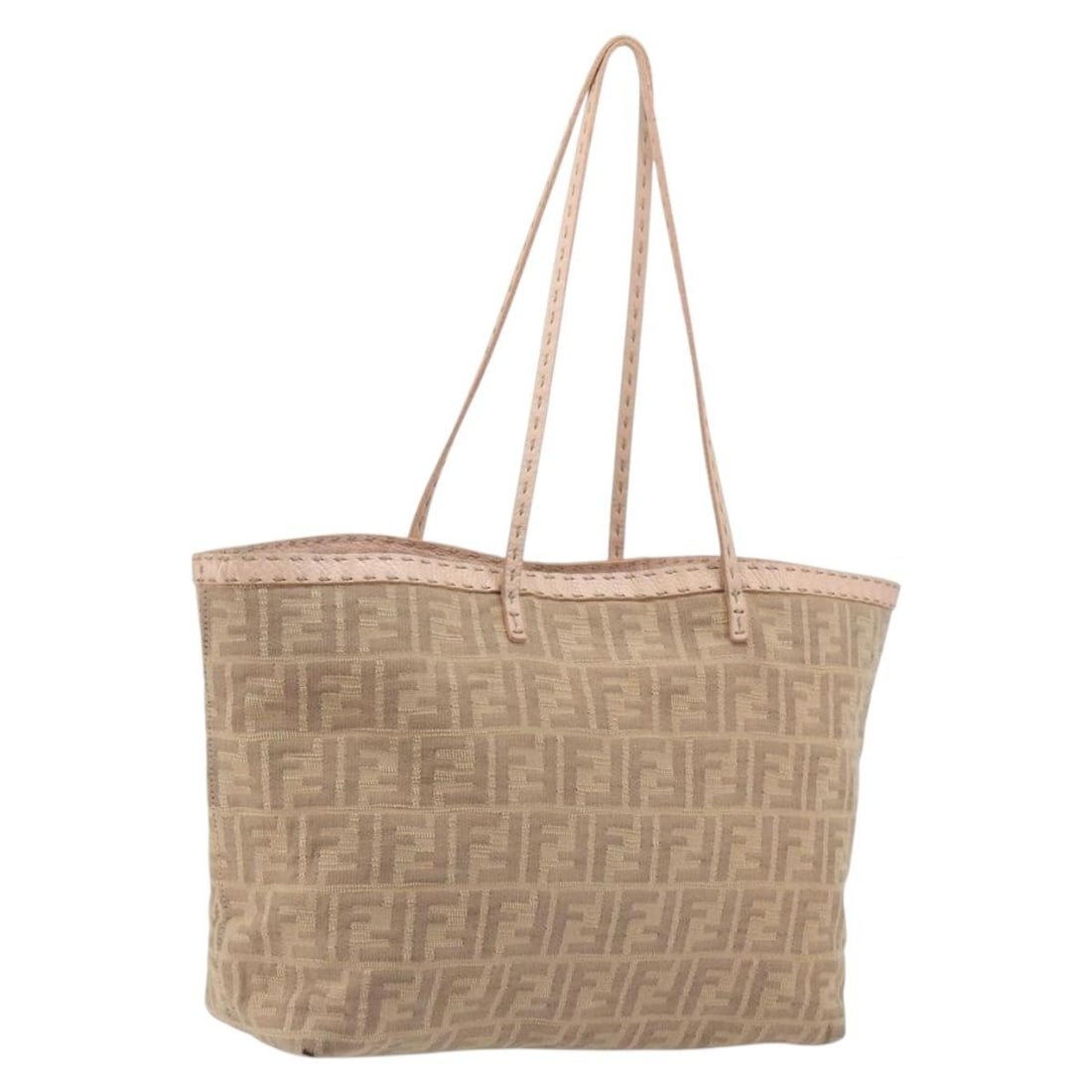 FENDI 8BH137 Zucca Canvas Tote Beige Pink Womens Bag: FENDI 8BH137 Zucca Canvas Tote Beige Pink Womens Bag Fendi tote bag in beige and pink Zucca canvas with double handles and an open, everyday carry silhouette. This women's bag is made in Italy and inc