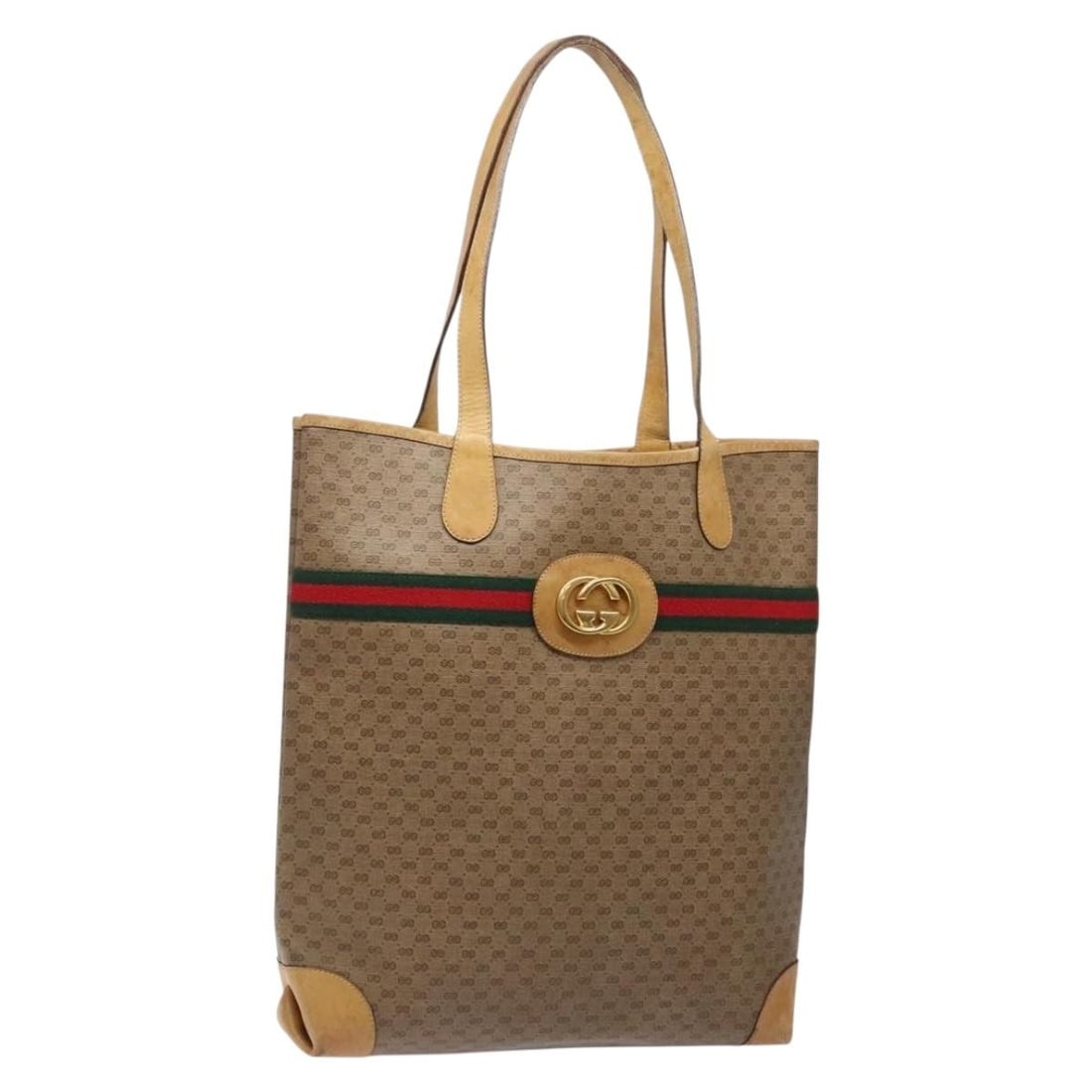 Gucci Sherry Line Micro GG Supreme Beige PVC Leather Tote Bag: Gucci Sherry Line Micro GG Supreme Beige PVC Leather Tote Bag Gucci Micro GG Supreme Web Sherry Line tote bag in beige PVC leather and Micro Small GG canvas. Made in Italy, this women's tote has a str