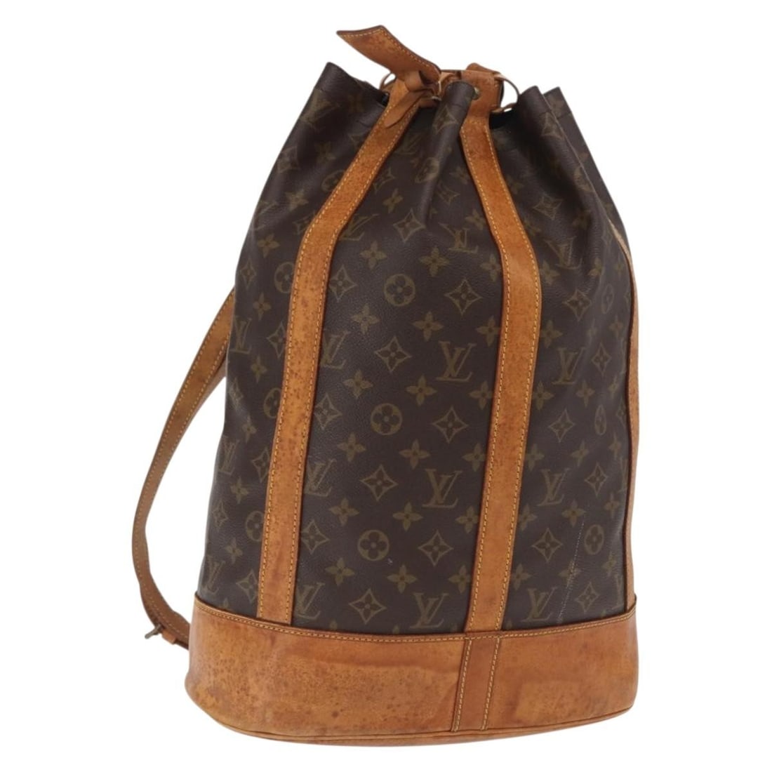 Louis Vuitton M42244 Randonnee GM Monogram Canvas Shoulder Bag: Louis Vuitton M42244 Randonnee GM Monogram Canvas Shoulder Bag Louis Vuitton Randonnee GM shoulder bag in Monogram canvas with a name tag and pouch. Made in France, this women's bag shows heavy use, i