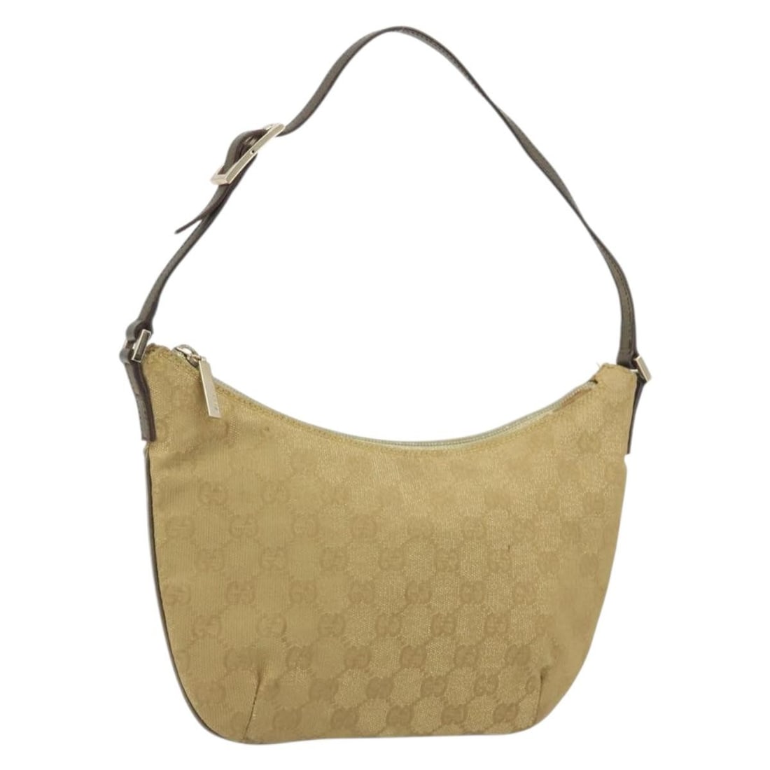 Gucci 005 0813 GG Canvas Shoulder Bag Beige Gold: Gucci 005 0813 GG Canvas Shoulder Bag Beige Gold Gucci shoulder bag in beige and gold GG canvas, made in Italy. This women's bag has a slim profile and includes only the bag shown. Condition is heavil