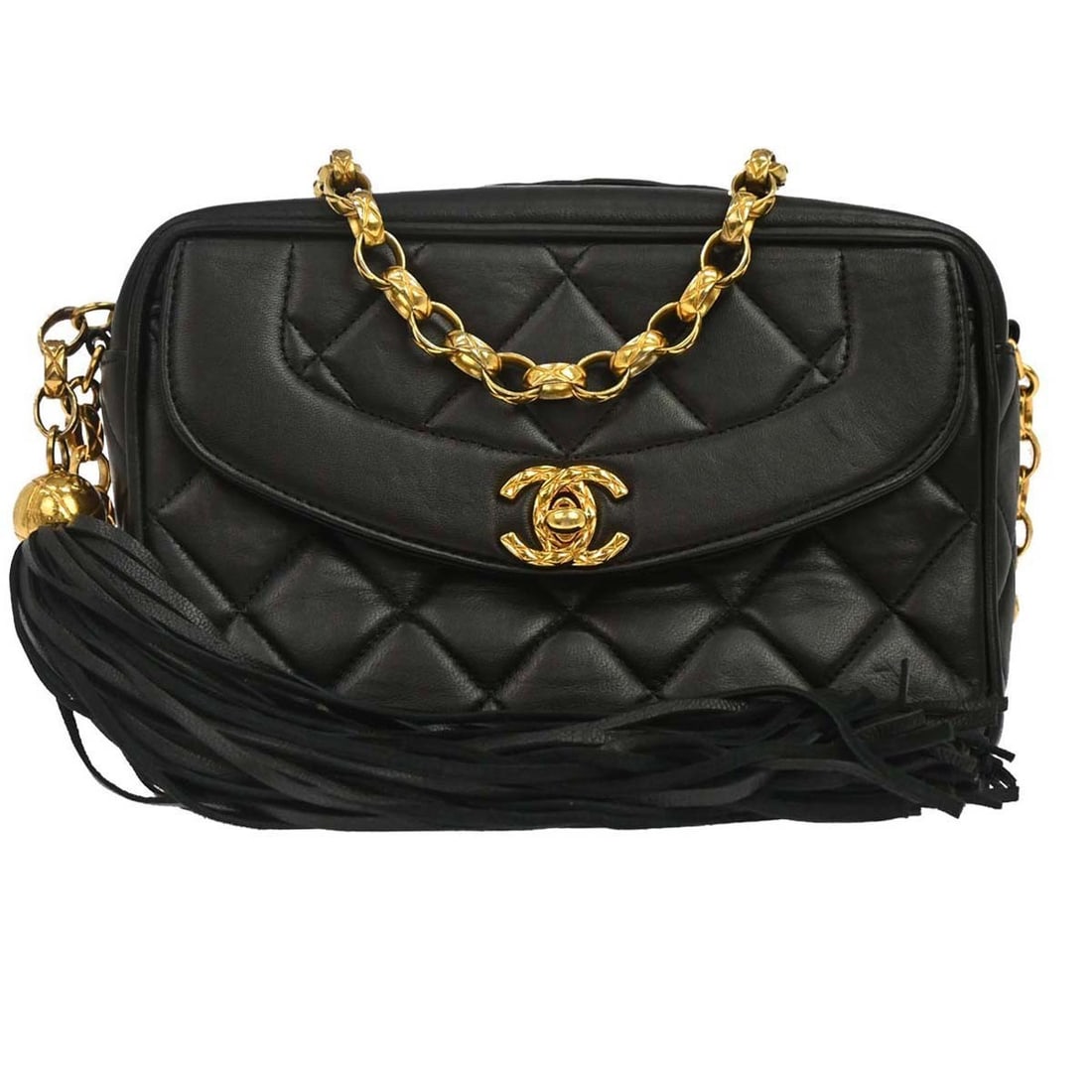 CHANEL Single Chain Shoulder Bag Mini Black Lambskin Crossbody: CHANEL Single Chain Shoulder Bag Mini Black Lambskin Crossbody Chanel mini camera bag in black lambskin with a zip closure and single chain crossbody strap. This women's shoulder bag features a leathe