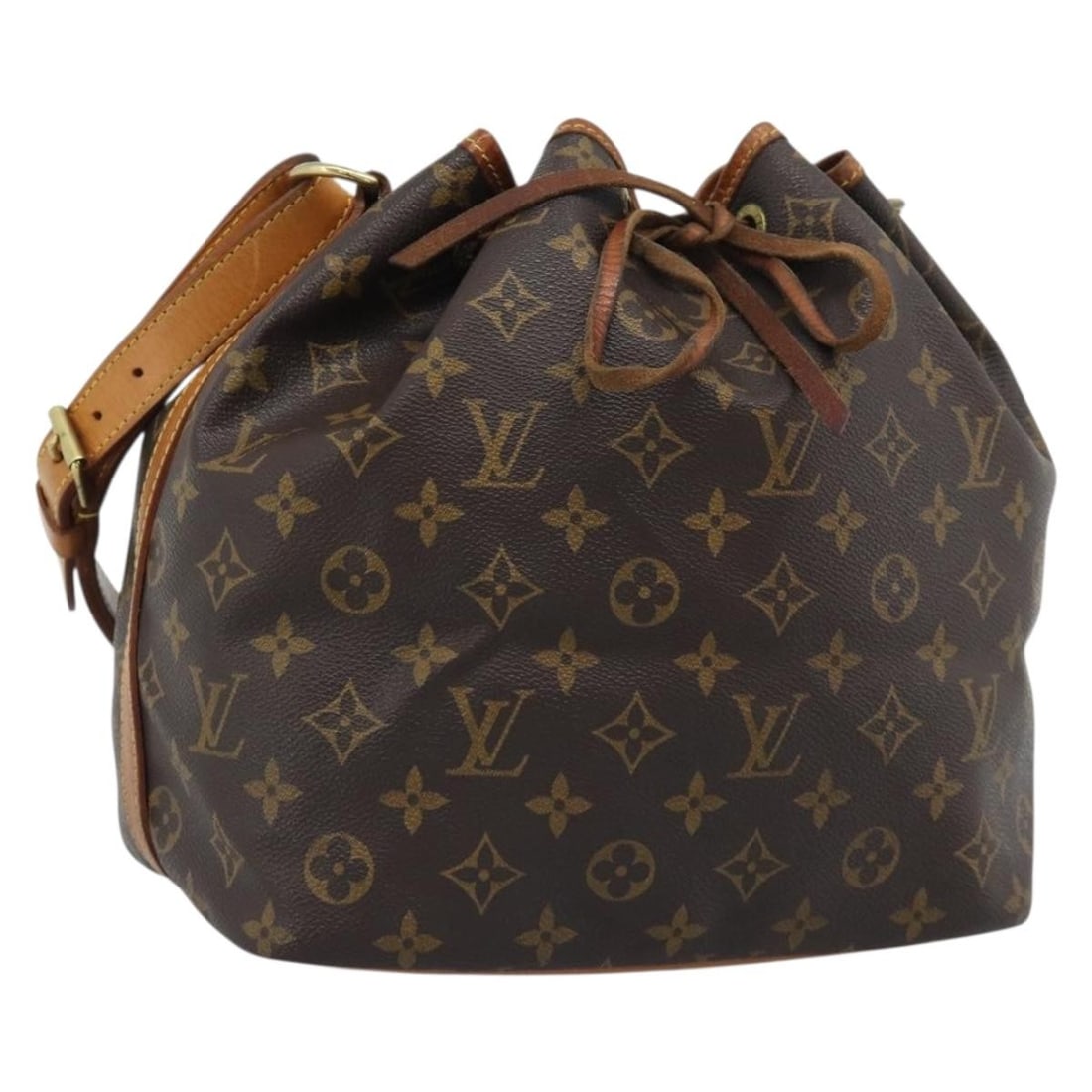 Louis Vuitton M42226 Petit Noe Monogram Canvas Shoulder Bag: Louis Vuitton M42226 Petit Noe Monogram Canvas Shoulder Bag Authentic Louis Vuitton Petit Noe shoulder bag in Monogram canvas. This women's bucket-style shoulder bag is made in France and comes as sho