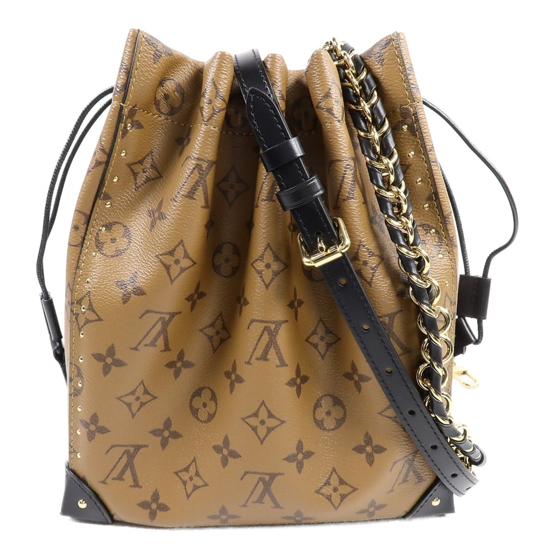 Louis Vuitton Noe Trunk PM M13324 2way Shoulder Bag Monogram Reverse: Louis Vuitton Noe Trunk PM M13324 2way Shoulder Bag Monogram Reverse Louis Vuitton Noe Trunk PM 2-way shoulder bag in Monogram Reverse coated canvas with a structured brown design. This women's bag in