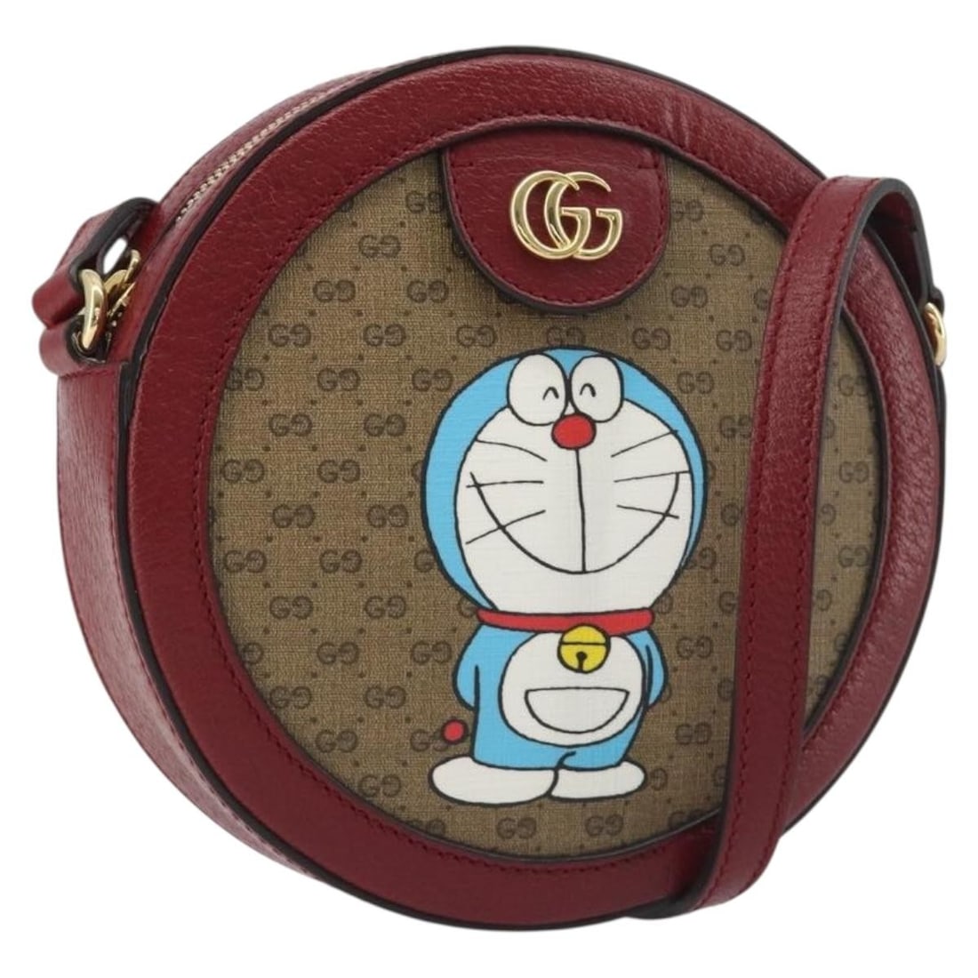 Gucci Doraemon 625216 shoulder bag in beige Micro GG Supreme PVC: Gucci Doraemon 625216 shoulder bag in beige Micro GG Supreme PVC Gucci Micro GG Supreme Doraemon collaboration shoulder bag in beige PVC leather and Micro Small GG canvas. Made in Italy, this women's 