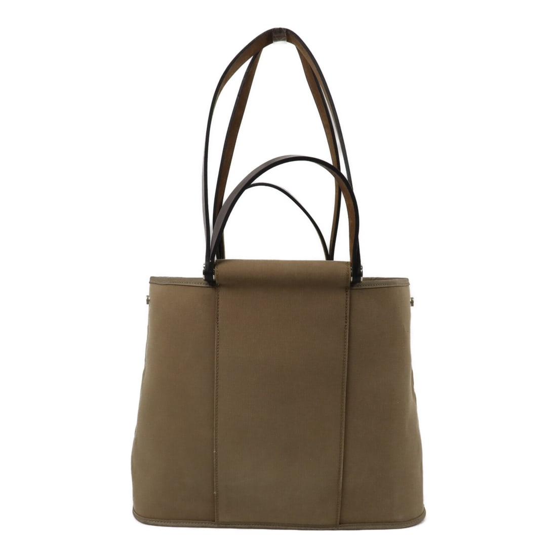 Hermes Cabag PM canvas 2way shoulder bag Etoupe gray: Hermes Cabag PM canvas 2way shoulder bag Etoupe gray Hermes Cabag PM 2-way shoulder bag in Etoupe gray canvas with palladium-tone hardware. Made in France, this women's bag features an open interior p