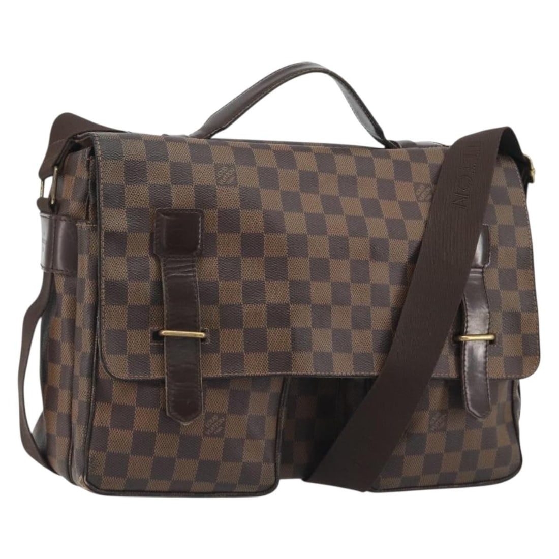Louis Vuitton N42270 Broadway Damier Ebene Canvas Shoulder Bag: Louis Vuitton N42270 Broadway Damier Ebene Canvas Shoulder Bag Louis Vuitton Broadway shoulder bag in Damier Ebene canvas, made in France. This women's bag features an adjustable shoulder strap and in