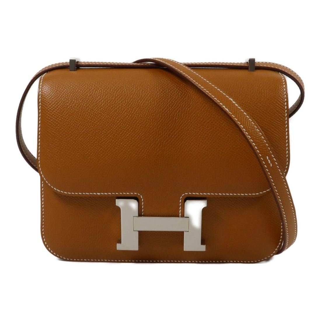 HERMES Constance Mini Epsom Calfskin Shoulder Bag Cobalt Gold: HERMES Constance Mini Epsom Calfskin Shoulder Bag Cobalt Gold Hermes Constance Mini shoulder bag in Epsom and calfskin leather with a cobalt and gold color combination. This women's shoulder bag featu