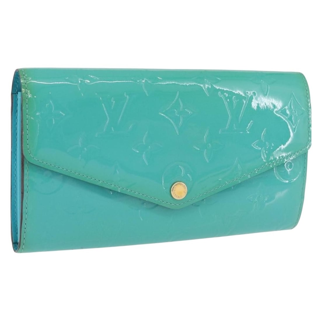 Louis Vuitton M93219 Sarah Long Wallet Blue Patent Leather: Louis Vuitton M93219 Sarah Long Wallet Blue Patent Leather Louis Vuitton Portefeuille Sarah long wallet in blue Monogram Vernis patent leather. Made in France, this women's wallet includes the dust ba