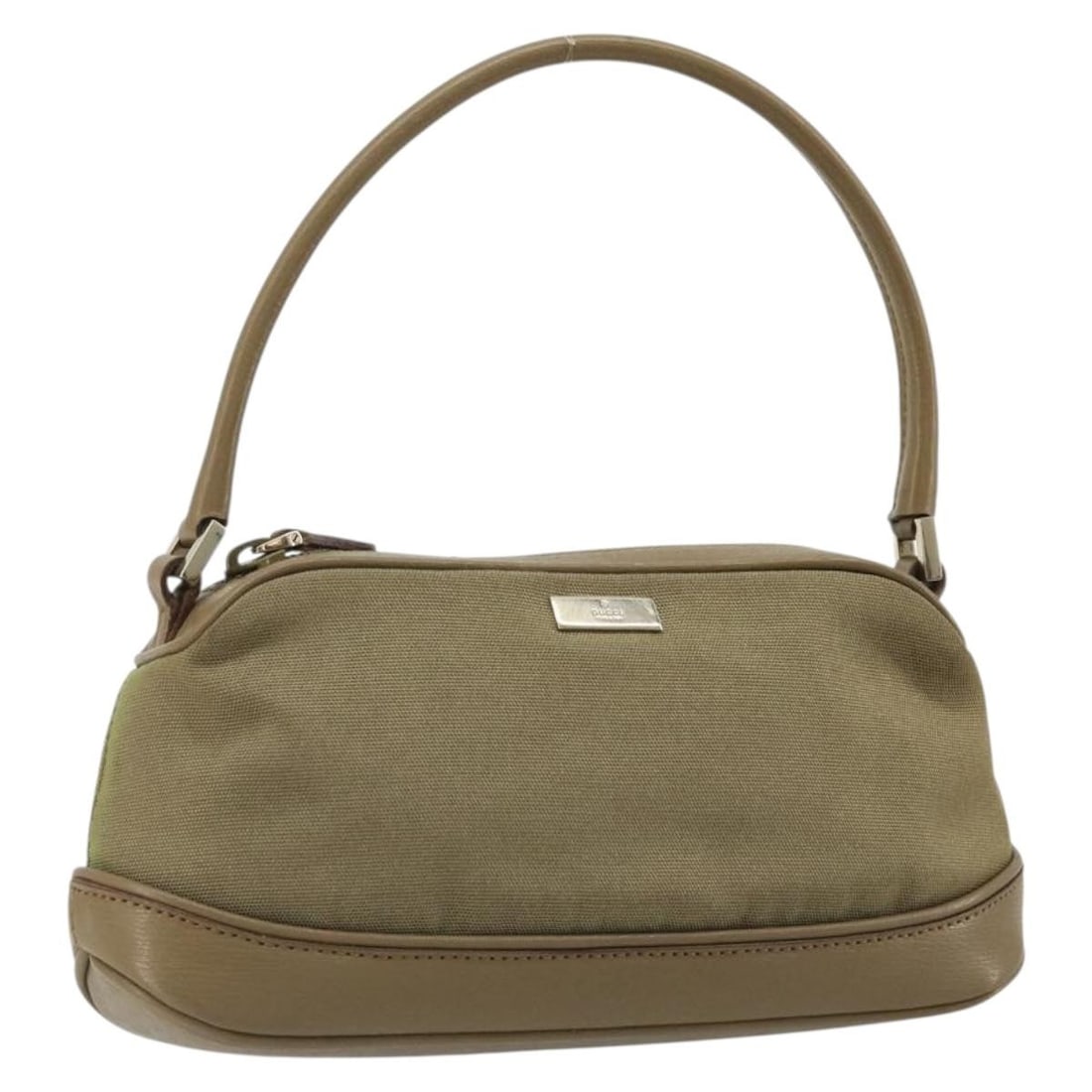 Gucci Beige Gold Canvas Leather Handbag Made in Italy: Gucci Beige Gold Canvas Leather Handbag Made in Italy Gucci women's handbag in beige and gold canvas with leather trim, made in Italy. This pre-owned bag is sold as photographed and does not include t