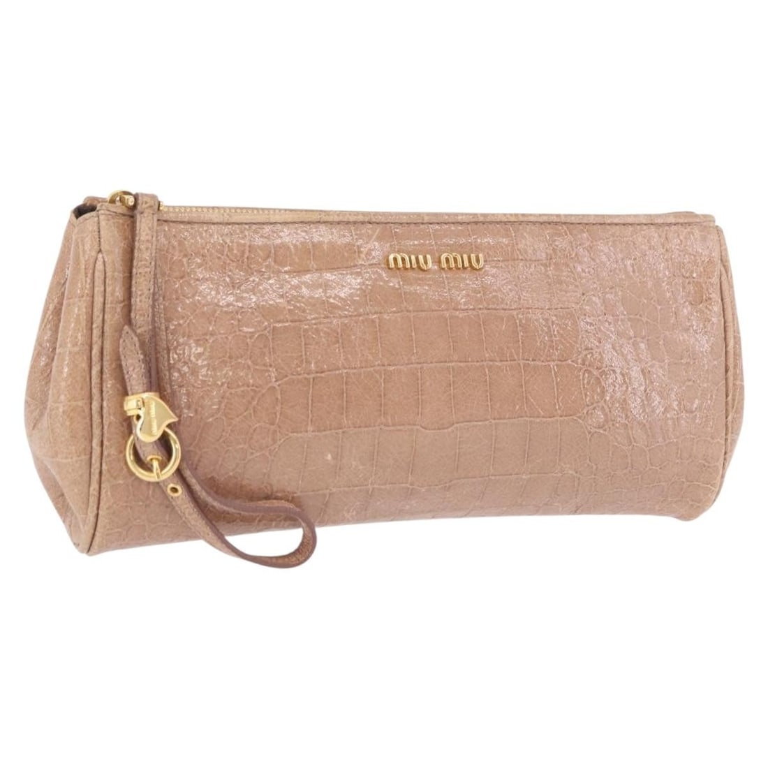 Miu Miu Leather Clutch Purse Beige Gold Tone Made in Turkey (1 of 18)