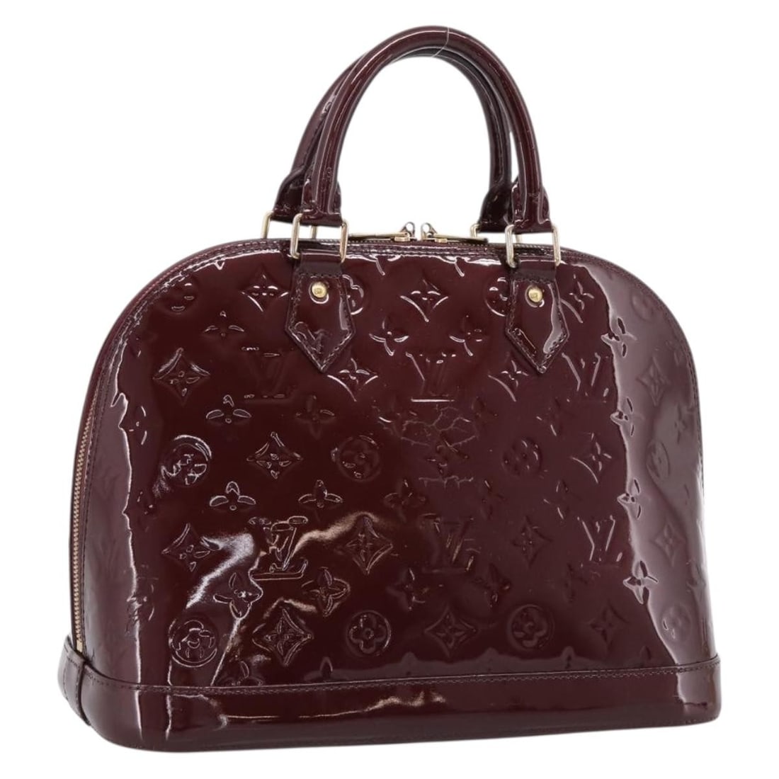 Louis Vuitton Alma PM M91691 Vernis patent leather handbag Rouge Favist: Louis Vuitton Alma PM M91691 Vernis patent leather handbag Rouge Favist Louis Vuitton Monogram Vernis Alma PM handbag in Rouge Favist patent leather. This women's handbag was made in France and has be