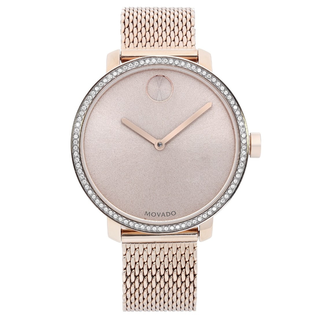 Movado Bold womens quartz watch 34mm rose gold tone steel mesh band (1 of 5)