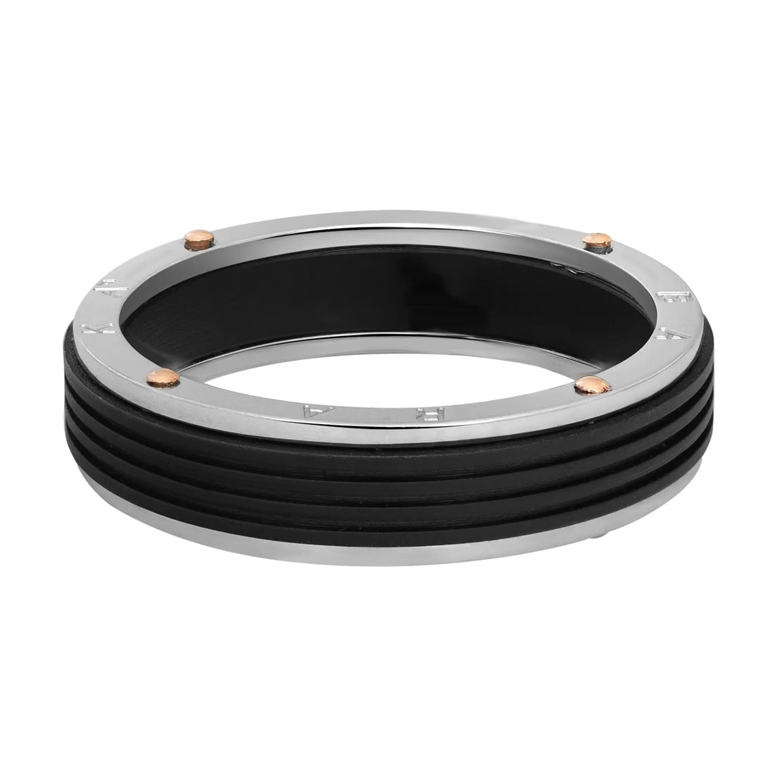Baraka Ritmika 18K White Rose Gold Mens Wedding Band Ring SZ14: Baraka Ritmika 18K White Rose Gold Mens Wedding Band Ring SZ14 This stylish men's wedding band ring features a unique design crafted from luxurious 18K white gold with elegant rose gold accents,