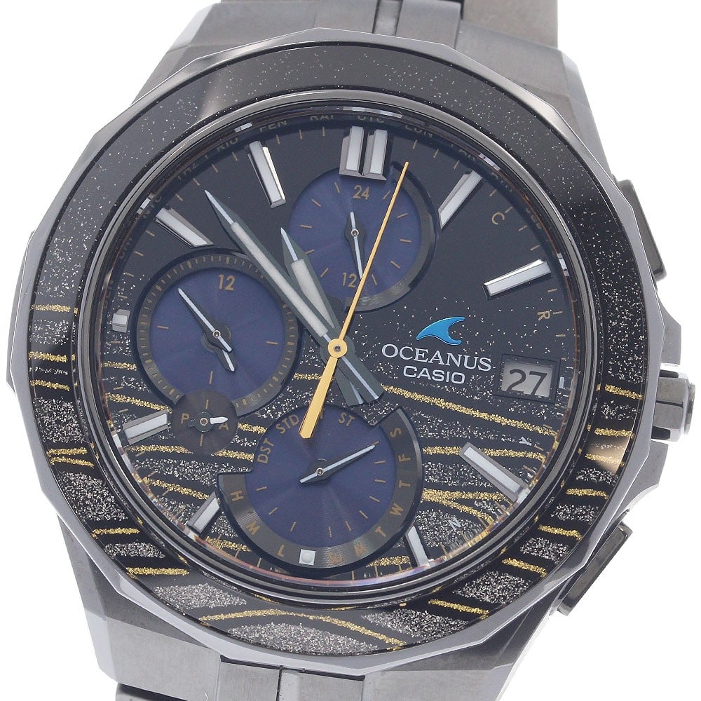 CASIO Oceanus Manta OCW-S5000MES-1AJR Titanium Solar Radio Men's Watch: CASIO Oceanus Manta OCW-S5000MES-1AJR Titanium Solar Radio Men's Watch CASIO Oceanus Manta men's wristwatch with solar radio-controlled movement and a black dial. This limited edition OCW-S5000MES-1AJ