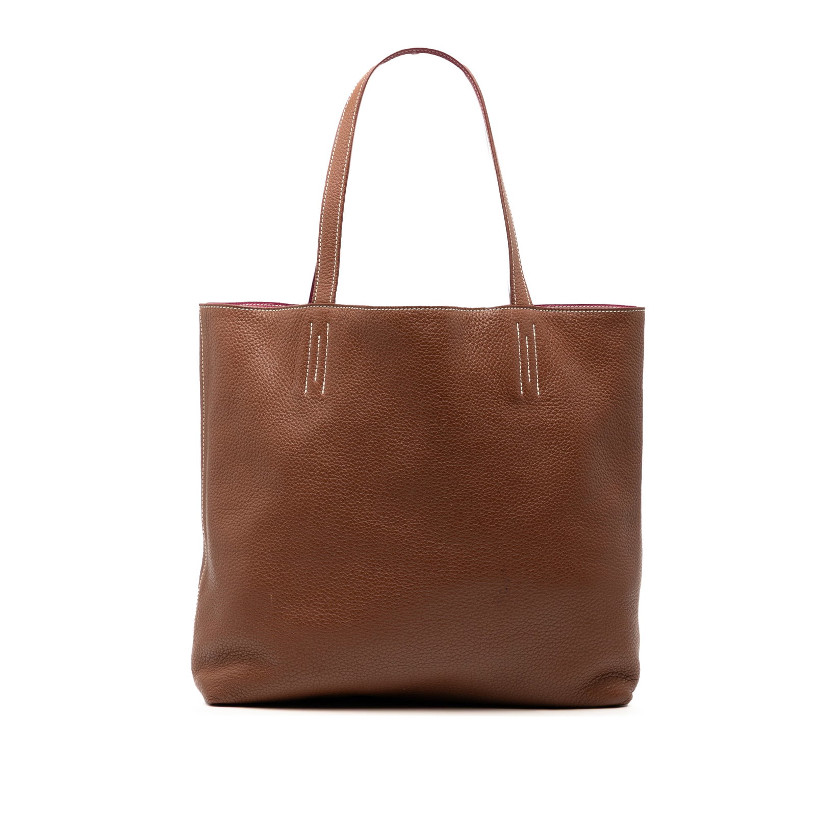Hermes Clemence Double Sens 36 Brown Leather Bag: Hermes Clemence Double Sens 36 Brown Leather Bag The Hermes Clemence Double Sens 36 is a stylish and versatile bag crafted from high-quality clemence leather. This bag features flat handles for easy c