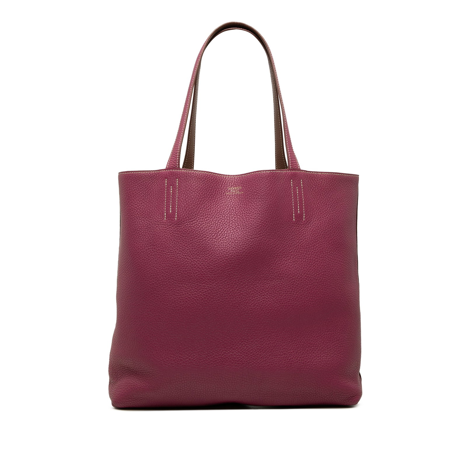 Hermes Double Sens 36 Clemence Leather Tote Bag Pink: Hermes Double Sens 36 Clemence Leather Tote Bag Pink Hermes Double Sens 36 tote bag crafted in Clemence leather with flat leather straps and an open-top design. The bag is pink and made in France. Con
