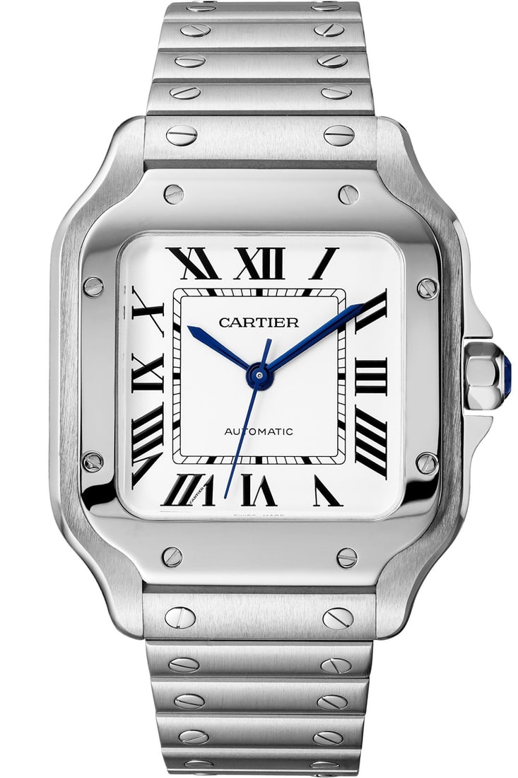 Cartier Santos mens watch ref 4075 WSSA0010 silver Roman dial card (1 of 7)
