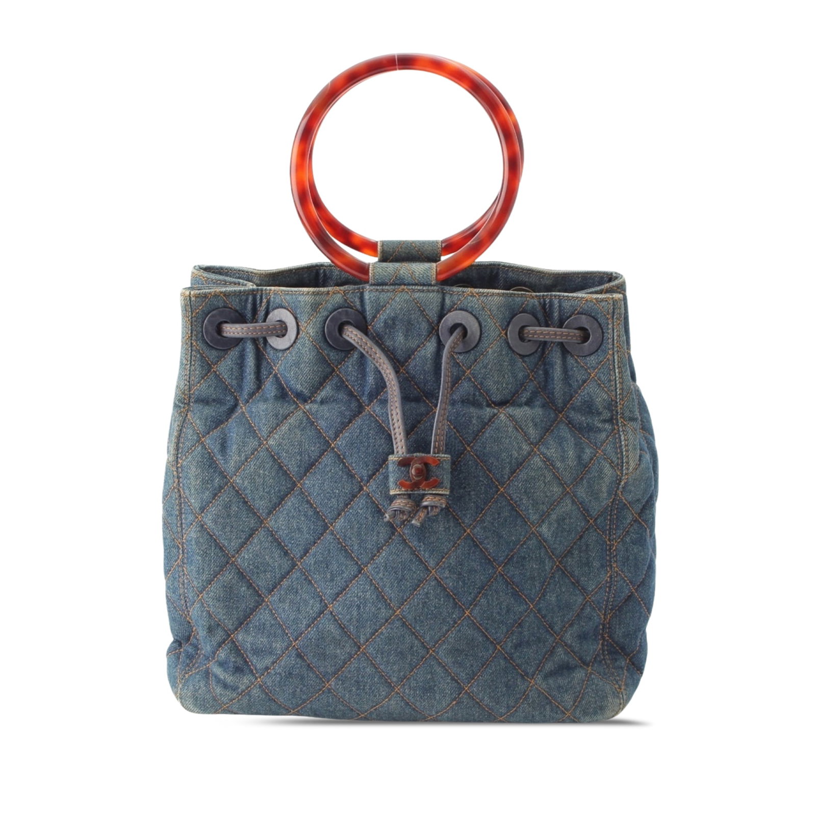 Chanel CC Bucket Bag in Quilted Blue Denim with Resin Handles (1 of 16)